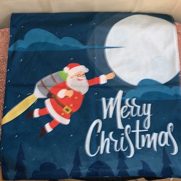 Merry Christmas Decorative Throw Pillow Covers Square Pillow Cases with Santa - Picture 3 of 4